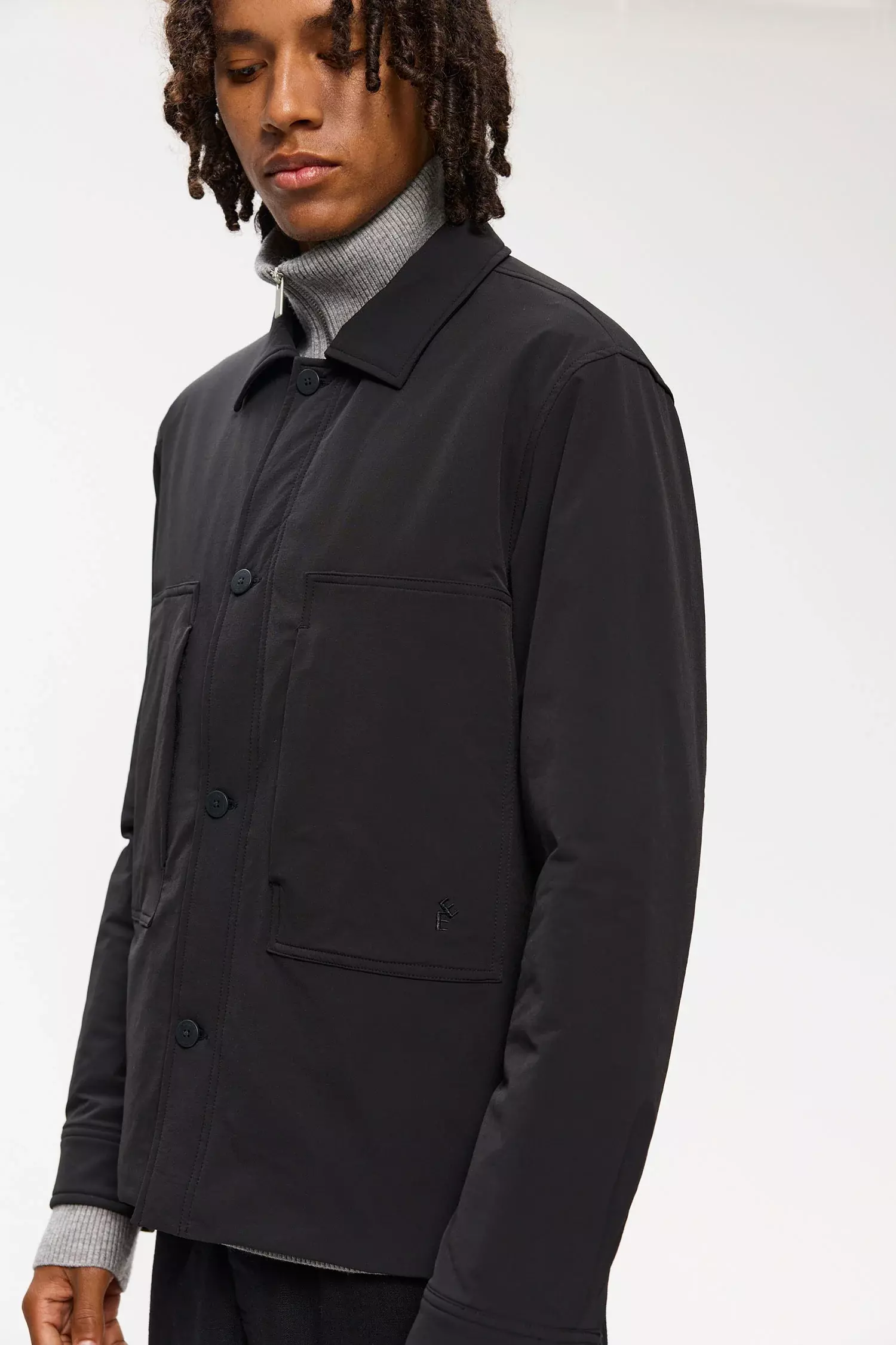 Elvine Bernt Black Nylon Stretch Jacke Herren schwarz